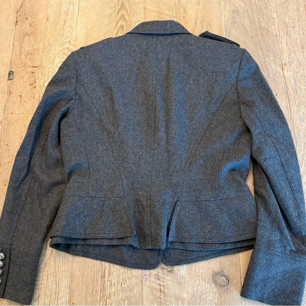 Michael Kors Womens Gray Wool Blend Military Cropped Blazer 10 - Picture 8 of 9